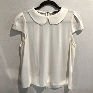 Cute Alice + Olivia Off-white Peter Pan Collar Top